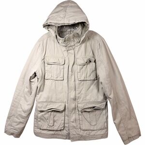 Aéropostale Khaki Hooded Utility Field Jacket Quilted Lined Men's Medium